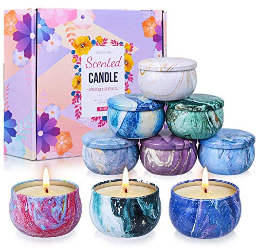 Scented Candles Gifts Set for Women, 9 Pack Aromatherapy Candles Pack Soy Wax with Essential Oil Include Lavender, Jasmine and Vanilla for Bridesmaid, Birthday, Valentine's, Mother's Day, Bath, Yoga