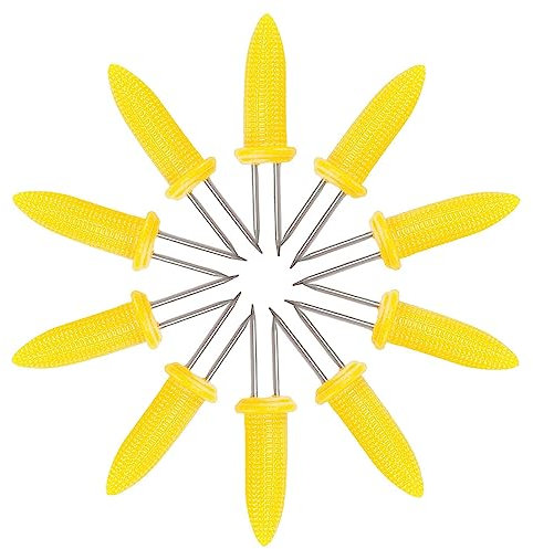 Porta mais in acciaio inox | 10 spiedini di mais in acciaio inox, a doppia , per feste di cucina in campeggio per barbecue per cucina casalinga Novent