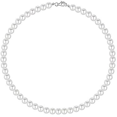 Wnddle Collar Perlas Blanco 6mm, Juvenil Verano Colagante Surfero Hombre, Collar de Perlas Cultivadas a Mano y Delicado, Unisexo