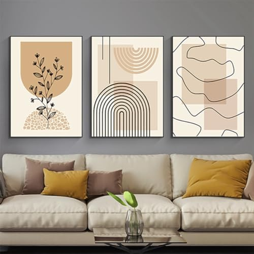 HMDKHI Cuadro geométrico moderno de líneas, conjunto de imágenes abstractas para sala de estar y dormitorio, póster de decoración artística sin marco (mural, 7,30 x 40 cm)