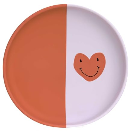 LÄSSIG Bébé silicone Assiette enfant/Silicone Plate Happy Rascals Heart