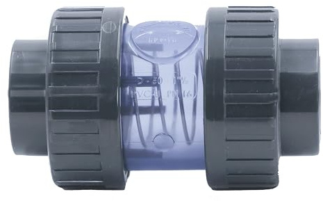 HAF 1x PVC Rückschlagventil Transparent mit 40mm | Klebemuffe x Klebemuffe | Kegelrückschlagventil aus grauem PVC-U | PN16 für PVC Rohr, Schwimmbad, Poolverrohrung, Druckleitung, Rohrleitung & Teich