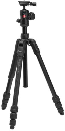Manfrotto Befree Advanced AS Twist - Treppiede da viaggio in alluminio a 4 sezioni con testa a sfera centrale 494, nero