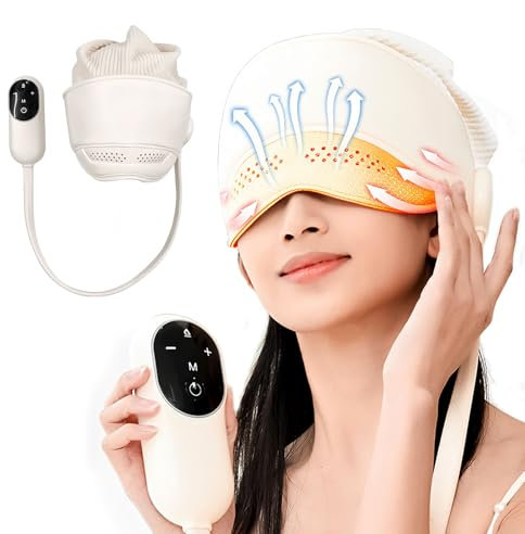 Kopfmassagegerät Elektrisch, Kopfmassage Scalp Massager mit 6 Massage Airbag 4 Massagemodus und 3 Stufe Heiße Kompresse Massager Gerät für Kneten Drücken Schieben Greifen Kopf Stress Abbauen