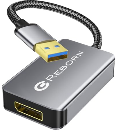 Reborn USB 3.0 to DisplayPort Adapter, 1080P@60Hz USB 3.0 Male to DisplayPort Female Multi-Display Cable Converter Suitable for MAC OS, Windows 7/8/10/11