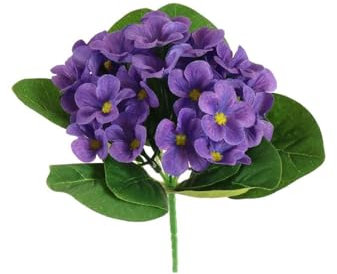 FloristryWarehouse Faux Silk African Violet Flower Bush 18cm/7 Inches Tall Purple