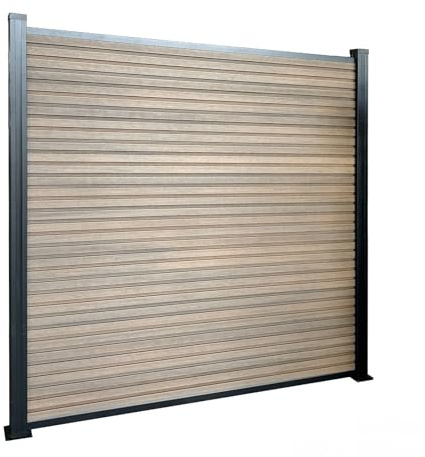 KARAT Clôture de Jardin en WPC résistant aux UV Gel Pluie Neige - Brise-vue avec poteaux en aluminium - Kit complet Montage facile - Enclos Jardin Terrasse Garage (Bois teak, 180 x 180 cm)