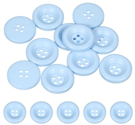 sourcing map 10pcs Sewing Button 23mm (7/8 Inch) 4 Holes Resin Thickened Round Crafting Replacement Buttons for Clothing DIY Crafts Decoration, Light Blue