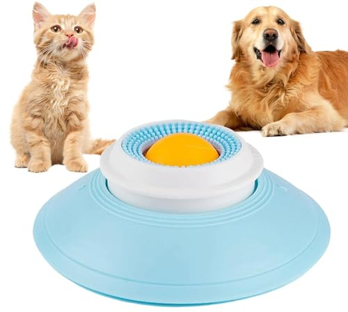 Dog Feeder Lick Bowl, Alfombra de Lamiendo para Perro y Gato, Cuenco Lick para Perro, Cuenco antiglotón antiderrame, Juguete Slow Alimentador Resistente para Perros/Gatos (B - Amarillo)