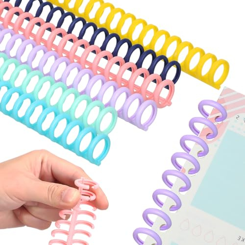 WOFASHPURET 12 Pcs Plastic Comb Binding Spines 30 Rings Click Spiral Coils 6 Assorted Colors for Student Teacher Office Workers Planners Scrapbooking Reports Presentations Setup