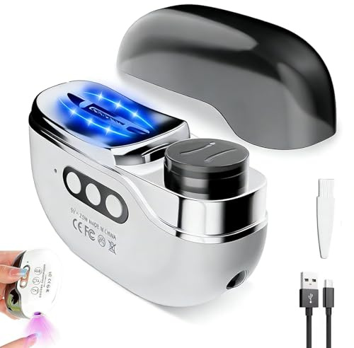 Electric Nail Clippers for Toenails,4-in-1 Automatic Nail Trimmer for Thick Nails with Trimming/Grinding/Polishing/UV Lamp,3 Speeds,USB Silent Toe Nail Grinder for Seniors Kids Babies,White