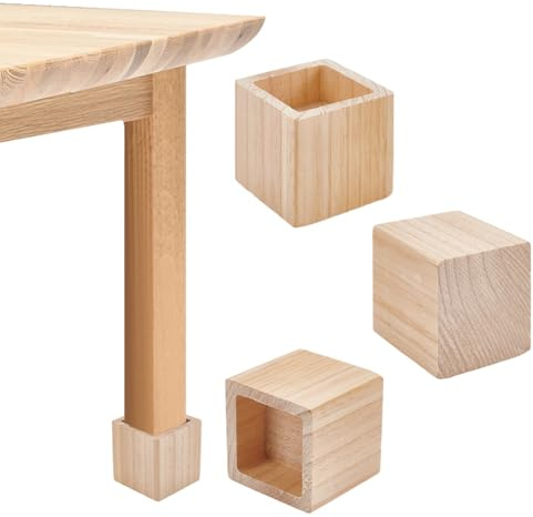 4 st elefantfötter i naturligt trä möbelhöjare fyrkantiga stolhissar för soffor bord skåp 6,2 x 6,2 cm inre diameter robust och snygg heminredning