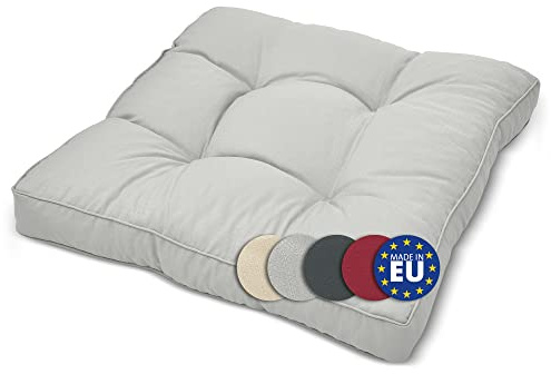 Beautissu Coussin extérieur Jardin Assise – Coussin Chaise Jardin idéal pour extérieur, Jardin, Balcon - XLuna - 60x60x10 cm - Gris Clair