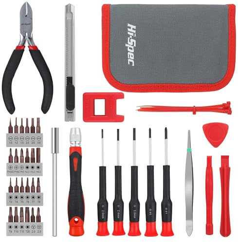 Hi-Spec Kit de Tournevis de Précision 38 Pièces, Trousse d'Outils de Réparation d'Électronique pour Téléphones, Tablettes et Bricolage, avec Pinces et Étui