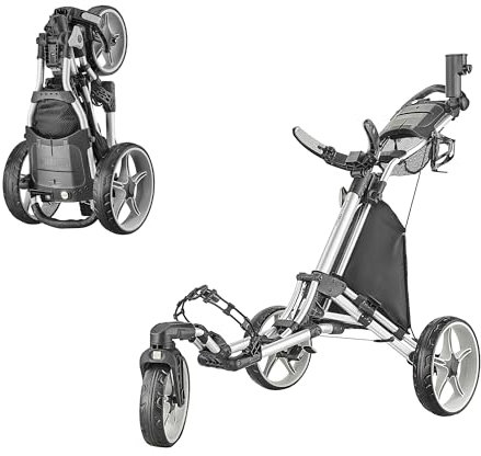 Caddytek Unisex – Erwachsene CaddyLite ONE-Swivel V8, Silber Golf-Push-Cart, Einheitsgröße