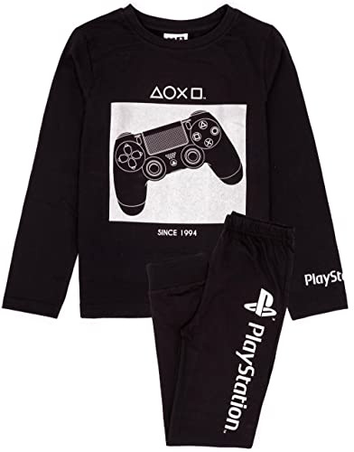 Playstation Pajamas Niños Conjunto De Parte Superior e Inferior De Controlador Negro De Manga Larga 8-9 años
