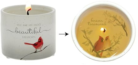Pavilion Gift Company - You Are My Most Beautiful Memory - 8 oz 100% Soy Wax Candle Single Wick Candle - Jasmine Scented - Wax Reveal Surprise Message Remembrance Memorial Bereavement Cardinal Present
