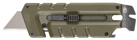 Gerber Multi-Tool mit 8 Funktionen, Prybrid-Utility G10, Multifunktionswerkzeug mit Cuttermesser, Brecheisen und Gurtschneider, Grün, Edelstahl, 1069378