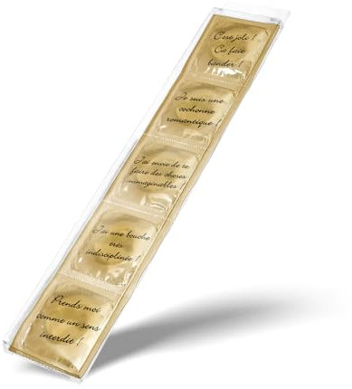CALLVIN | Packung mit 5 Goldkondomen | personalisierte Messung deiner Freude | lustige Geschenkidee | für lustige und unvergessliche Momente | aus feinem und strapazierfähigem Latex | bedruckt in