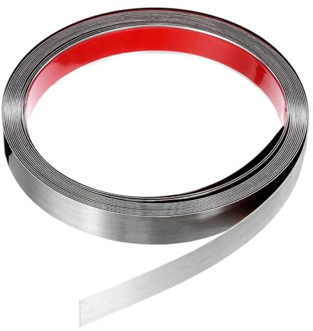 QUARKZMAN Cornice Modanatura Modanatura Stacca Incolla 19.7ft x 0.79 Finitura Acciaio Inossidabile Spazzolato Nastro Adesivo Autoadesivo per Bordatura Pareti Soffitti Pavimenti Argento
