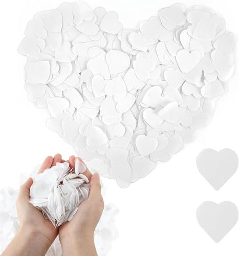 9000 Biodegradable White Heart Shaped Confetti, 75g Wedding & Birthday Confetti, 2.5cm