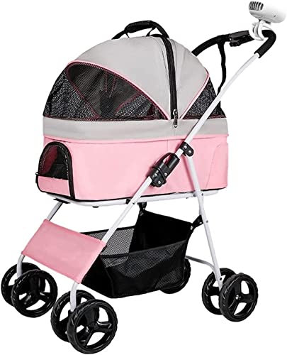 Hunde-/Katzenbuggys, Haustier-Hundebuggy für mittelgroße und kleine Hunde, 20 kg, faltbarer Haustier-/Katzen-/Hundewagen mit Rädern, atmungsaktiver Hundekinderwagen, Haustier-Buggie mit Buggy (hellg