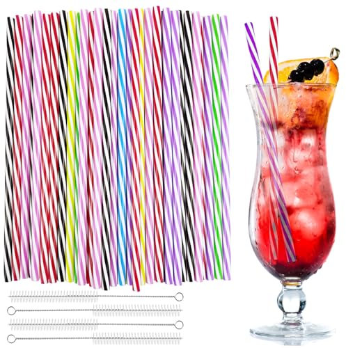 Samulee 60 Stück Wiederverwendbare Strohhalme,Strohhalme Plastik mit 4 Stück Strohhalmbürste für Smoothies, Saft, Cocktail, Heißgetränk(0,73 cm/ 0.28 ZollDurchmesser, 9.05 Zoll lang/23cm)