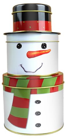 Keksdose Weihnachten, Metall Keksdose 3er Set, Weihnachten Blechdose mit Deckel, Schneemann-Motiv Dreidimensional Weihnachtliche Vorratsdose Weihnachten Dekorative für Kekse, Süßigkeiten und Geschenk