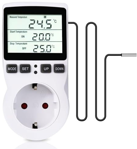 Pixelure Digitales Thermostat mit LCD-Temperaturregelung, multifunktional, mit Timer und Sonde für Gewächshaus, Aquarium, Terrarium, Aquarium, Reptil, Inkubator
