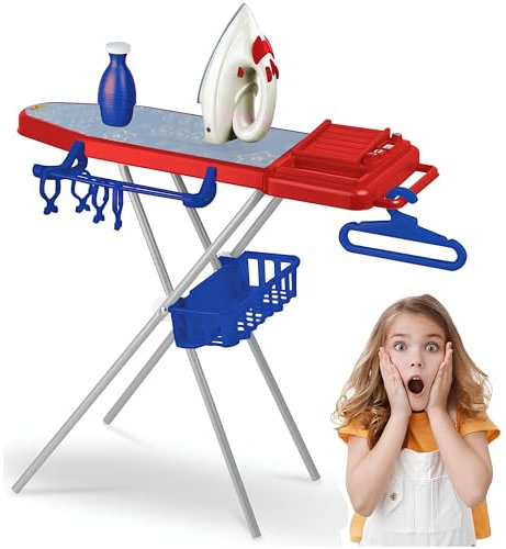 Asse da Stiro Giocattolo con Ferro da Stiro e Accessori Asse Pieghevole con Struttura in Metallo Set Stireria Assi da Stiro per Bambini Assi Stirare Lusso Gioco con Ferro da Stiro MADE IN ITALY