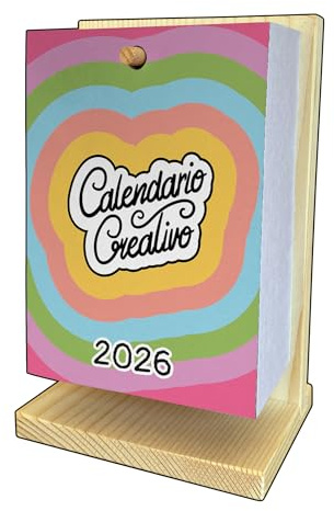 Calendario Creativo 2026, con supporto in legno, 365 Giorni di Ironia, Ispirazione, Curiosità e giochi
