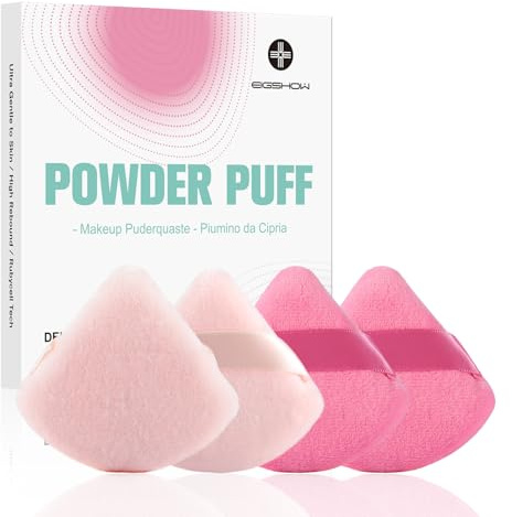 EIGSHOW esponja maquillaje Triángulo Polvos Puffs esponjas maquillaje cara Adecuado para esponja polvos translucidos base maquillaje Paquete de 4 Rosa y beige (M113)