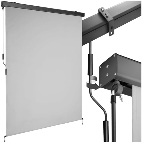 tectake® tenda da sole verticale a rullo, con manovella, protezione UV, impermeabile, resistente al vento, frangivista balcone, terrazzo, fissaggio a parete, privacy - Grigio Chiaro, 140 x 250 cm