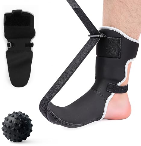 Axlyca Stecca Notturna per Fascite Plantare Set,Calzini per Fascite Plantare con 5cm Pallina Massaggiante,Fasciti Plantares Notturna, Traspirante Regolabile Brace Fasciti Plantara, Sollievo Dal Dolore
