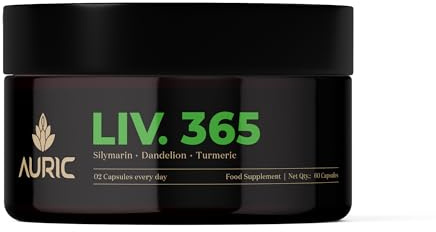 Auric Herbal Liver Support Supplement (Silymarin), Turmeric, Garlic, Ginger for Liver Health Advanced Detox & Cleansing Formula for Active Liver 60 Count