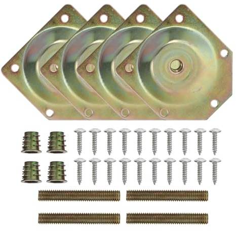 OHPHCALL 4pcs 12-degree Slanted Furniture Leg Mounting Plates with Screws Sofa and Chair Leg Repair Set Angled Table Attachment Plates for Furniture Fixator and Table Gasket