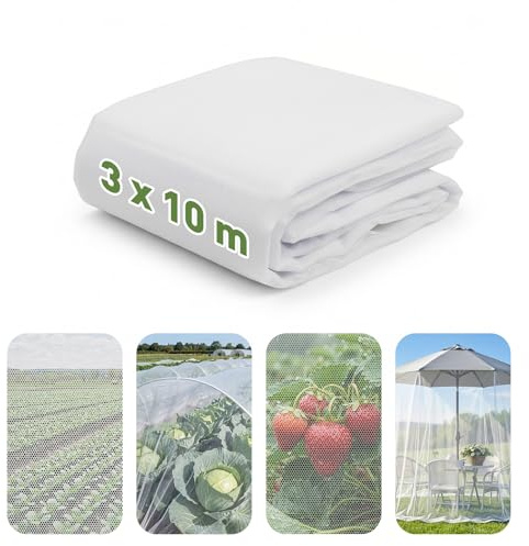 Sekey 32 g/m² Rete per Insetti 3 x 10 m, Rete per Uccelli Giardino, Protezione Dagli Insetti, Rete per Orto Rialzato, Tunnel per Serra, Rete Anti-Uccelli per Alberi da Frutto