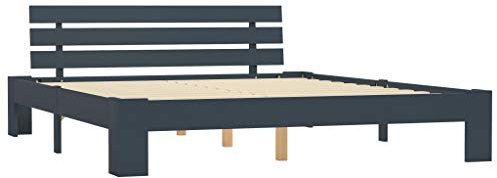Tidyard Träsäng i massiv träsäng, dubbelsäng, sängram, 160 × 200 cm, balksäng, sängram av massiv fururam och plywoodribbor