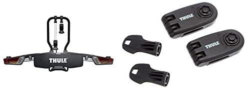 Thule 933100 Fahrradträger EasyFold XT, 2 Bikes, 13 pin & 986000 Wheel Straps Locks, 1size