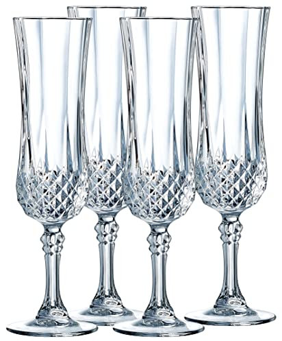 CreaTable, 31331, Serie Longchamp 4er Geschenkkarton, 4-teiliges Geschirrset für 4 Personen, Sektkelch aus Glas, spülmaschinen- und mikrowellengeeignet, Made in Europe
