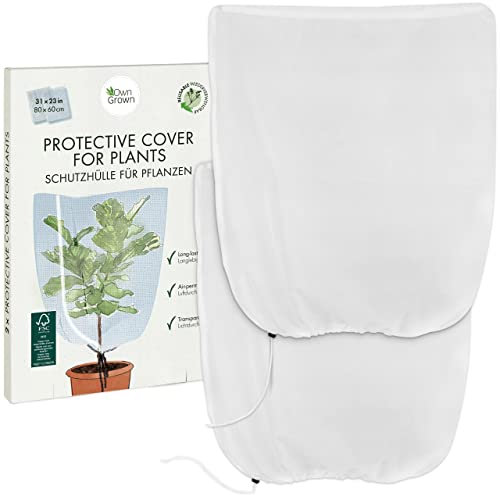OwnGrown 2X Protection des Plantes en Hiver : Bâche de Protection Respirante et translucide pour Les Plantes - Protection hivernale pour Plantes en bac - Protection des Plantes Contre Le Gel