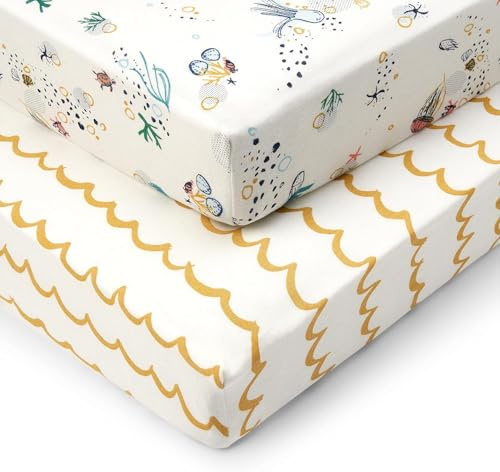 Tutti Bambini Cot Bed Fitted Sheets 2-Pack | 100% Organic Cotton, Fits 70x140cm Mattresses | Our Planet