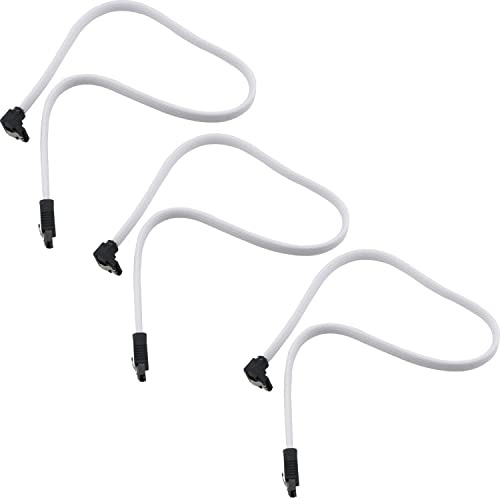 JJHXSM 3pcs SATA III 6Gbit/s Right Angle Data Cable with Locking Latch for HDD/SSD/CD and DVD Drives, White