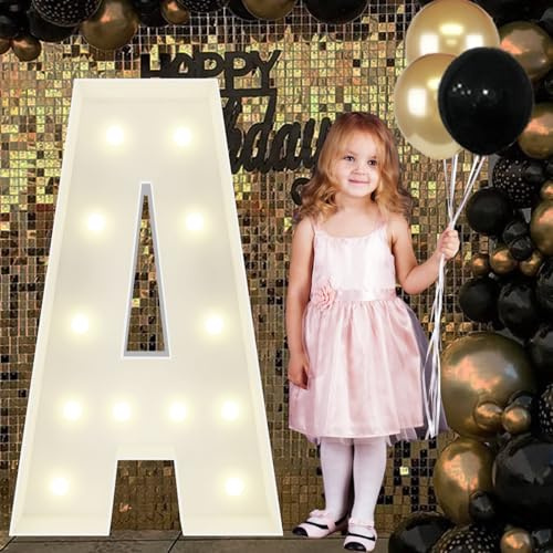4FT Marquee Light Up Letters A, Big Marquee Letter for Baby Shower Birthday Engagement Wedding Marry Me Party Decor 2026 Graduation Grad Decorations