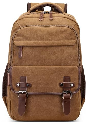 DEEVORCA Retro Rucksack Herren Elegant Groß Kapazität Tagesrucksack für 15 Zoll Laptop mit Griff Mehrere Taschen Schulrucksack Reisen Lässig Arbeit Camping Täglich Leinwand Herren Backpack Braun