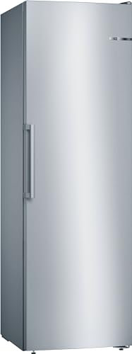 Bosch - Congelador Vertical NoFrost, Serie 4, alto 186 x ancho 60 cm, 242 L, Cajones BigBox para alimentos grandes, Sistema Multiairflow, Acero, GSN29VIEP