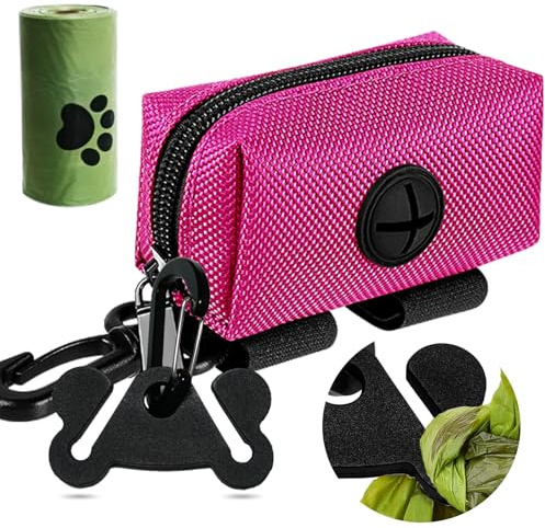 Black and Pink Dog Waste Bag Dispensers - Leash Attachment Dog Poop Bag Holders With Hand Free Holder Carriers