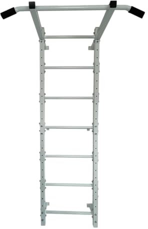 Vago-Tools Espalier de gymnastique, mur d'escalade, appareil de gymnastique, 2 pièces, appareil de sport, fitness, cadre d'escalade, métal, acier blanc et argent, montage mural, 228 cm x 71 cm, charge