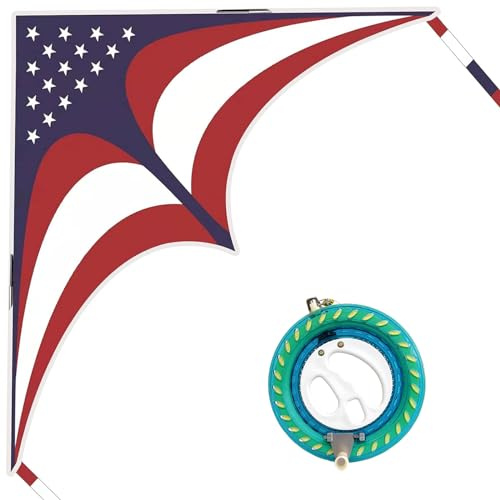 Mint's Colorful Life 60'' Delta Kite with 7.1in Reel Winder, Easy Flying Kites & Kite String Spool for Kids & Adults, Best Beach Kites Set for Beginners
