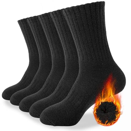 Josnown Mens Thermal Socks, 5 Pairs Winter Warm Thick Cushioned Sports Outdoor Socks for Hiking Work Walking, UK 6-11